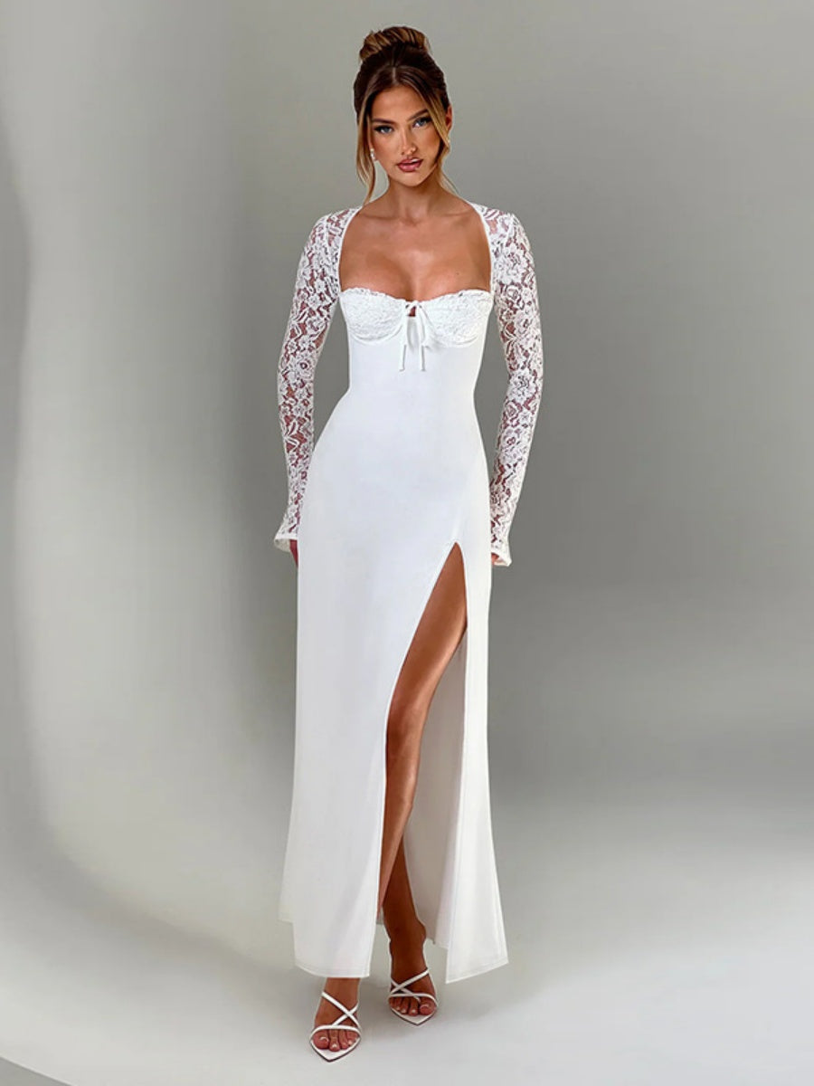 High Slit Lace Formal Dress Maxi Dresses
