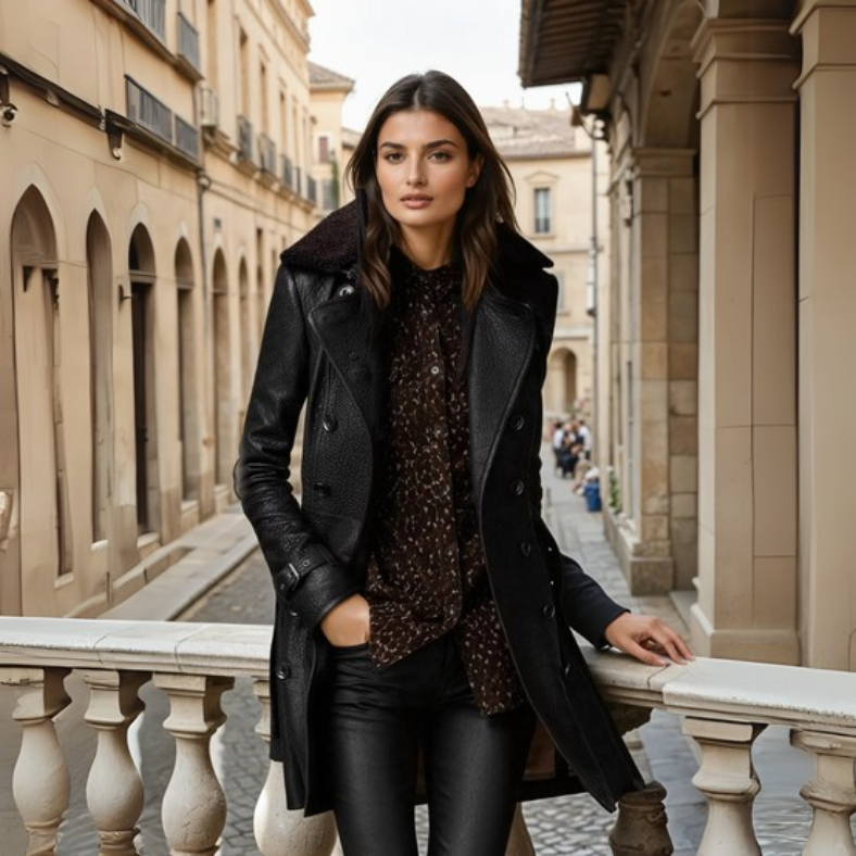| Leather trench coat for women