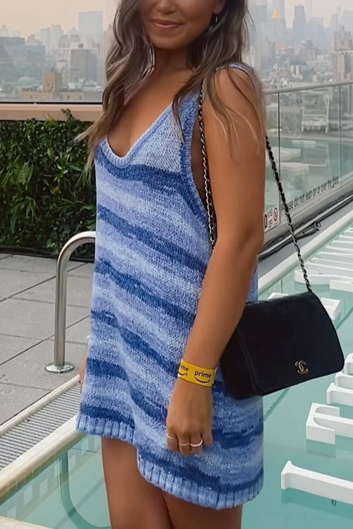 Scoop Neck Sleeveless Color Block Knit Top