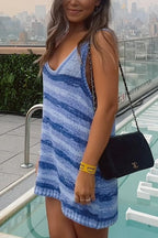 Scoop Neck Sleeveless Color Block Knit Top