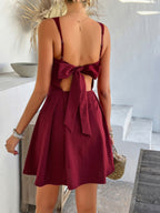 Sleeveless Backless Bow Big Swing Mini&Short Dresses