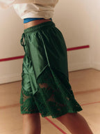 Lace Patchwork Lace Up Loose-fit Athletic Shorts