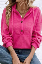 Button-Front Drawstring Hoodie