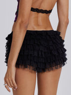 Y2K Bow Lace Multi-layered Wavy Lace Sweet Shorts