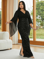 Cloak Style Chiffon Hip-hugging Formal Dress Maxi Dresses