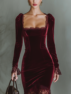 | Burgundy Velvet Maxi Dress