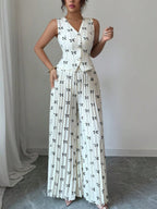 Floral Print Vest Top And Pleated Trousers Two-piece Set