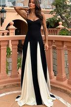 Spaghetti Strap Sweetheart Corset Bodice Pleated Godet Panel Maxi Dress