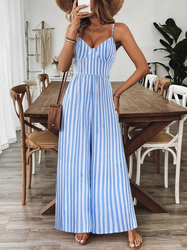 Retro Print Loose Jumpsuit