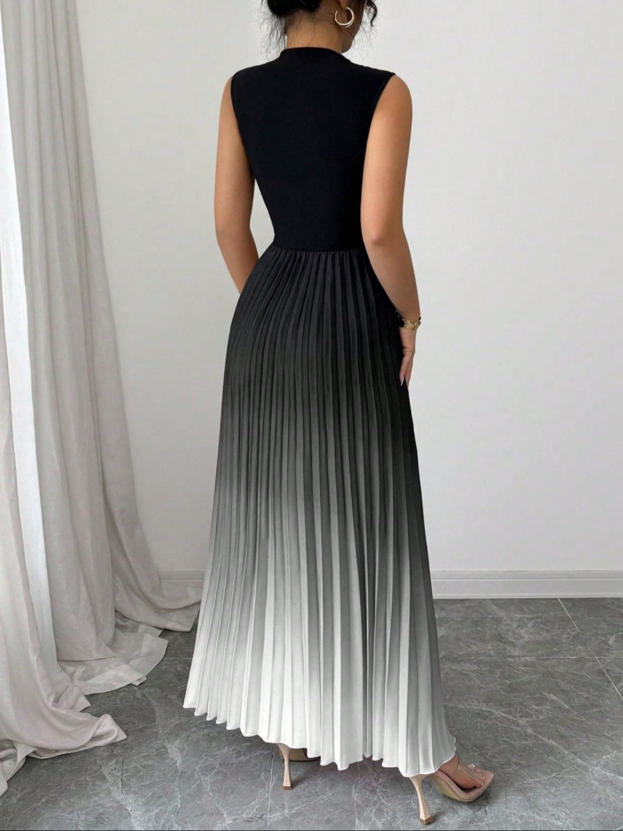Crew Neck Sleeveless Gradient Maxi Dresses