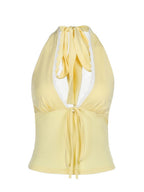 Lace-trimmed Halter Neck Vest
