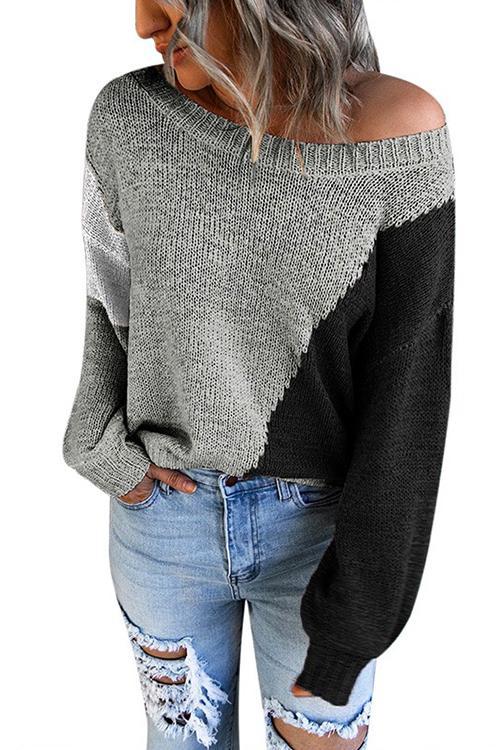 Triple Color Block Knit Sweater
