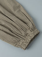 Cotton Blend Lantern Pants Plaid Breathable Leisure Pants