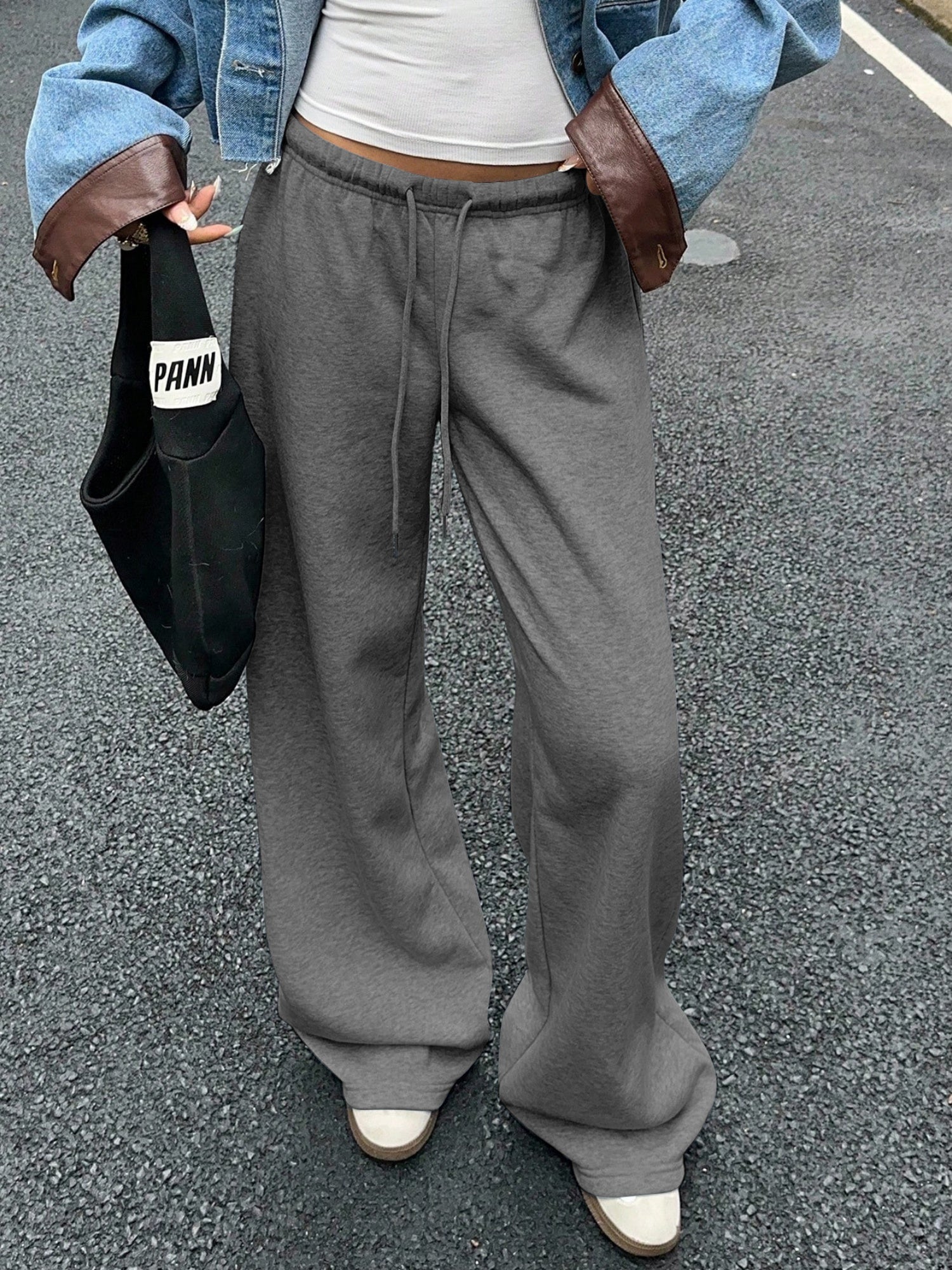 Drawstring Relaxed Exercise Mid-low Waist Sweatpants