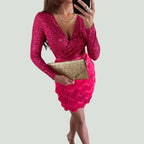 Amalberga Aesthetic Heidi Mode Sequin Dress with V Neck Statement Occasion Edit