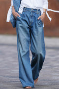 Vintage Wide Leg Distressed Denim Pants