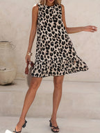 Leopard Print A-line Sleeveless Short Dress
