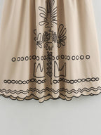 Embroidery Vacation Camisoles Bare Waist Maxi Dresses