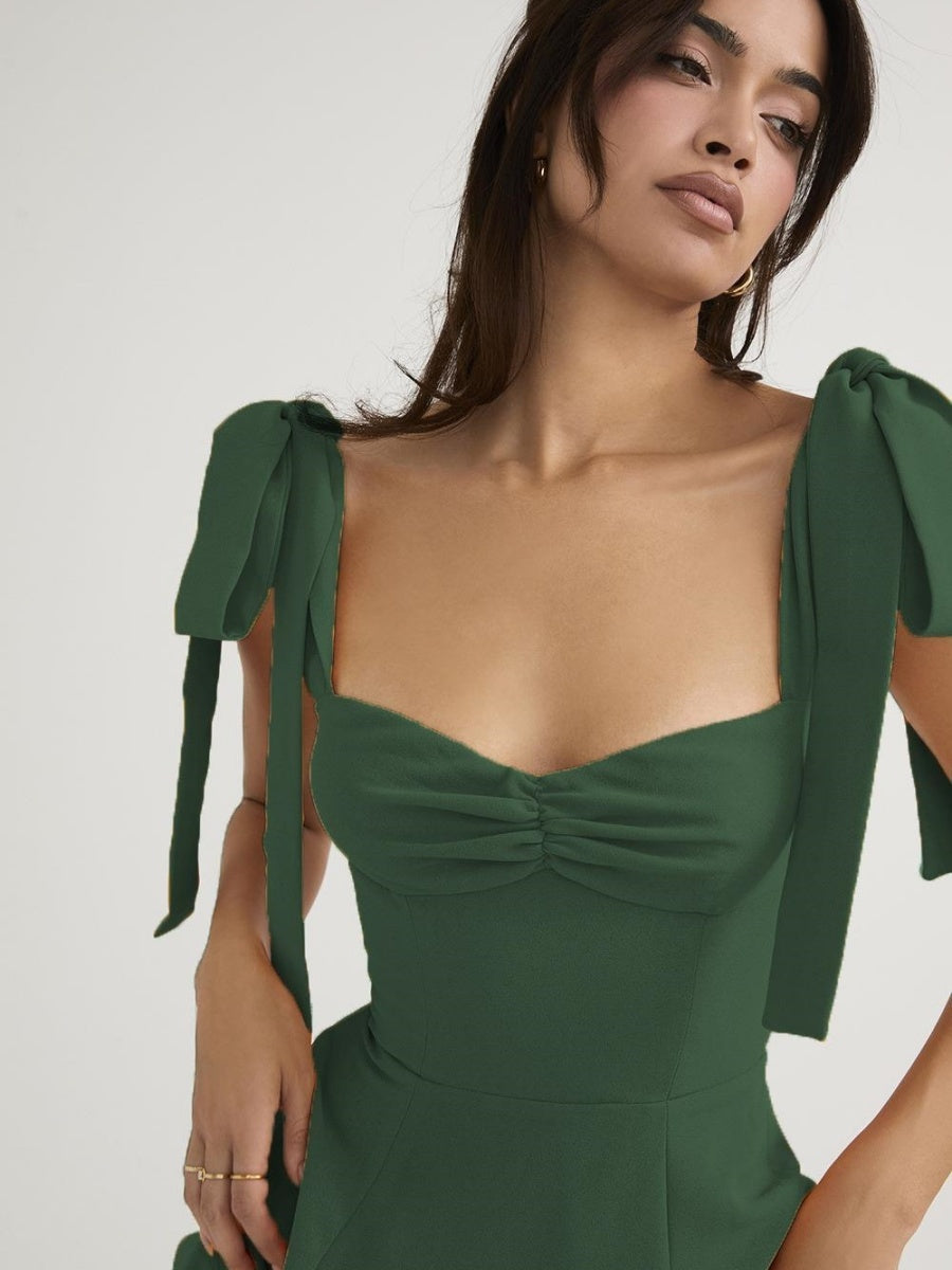 Lace Up Slit Bridesmaid Cocktail Party Maxi Dresses