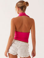 Deep V Backless Halter Jacket Tank Tops