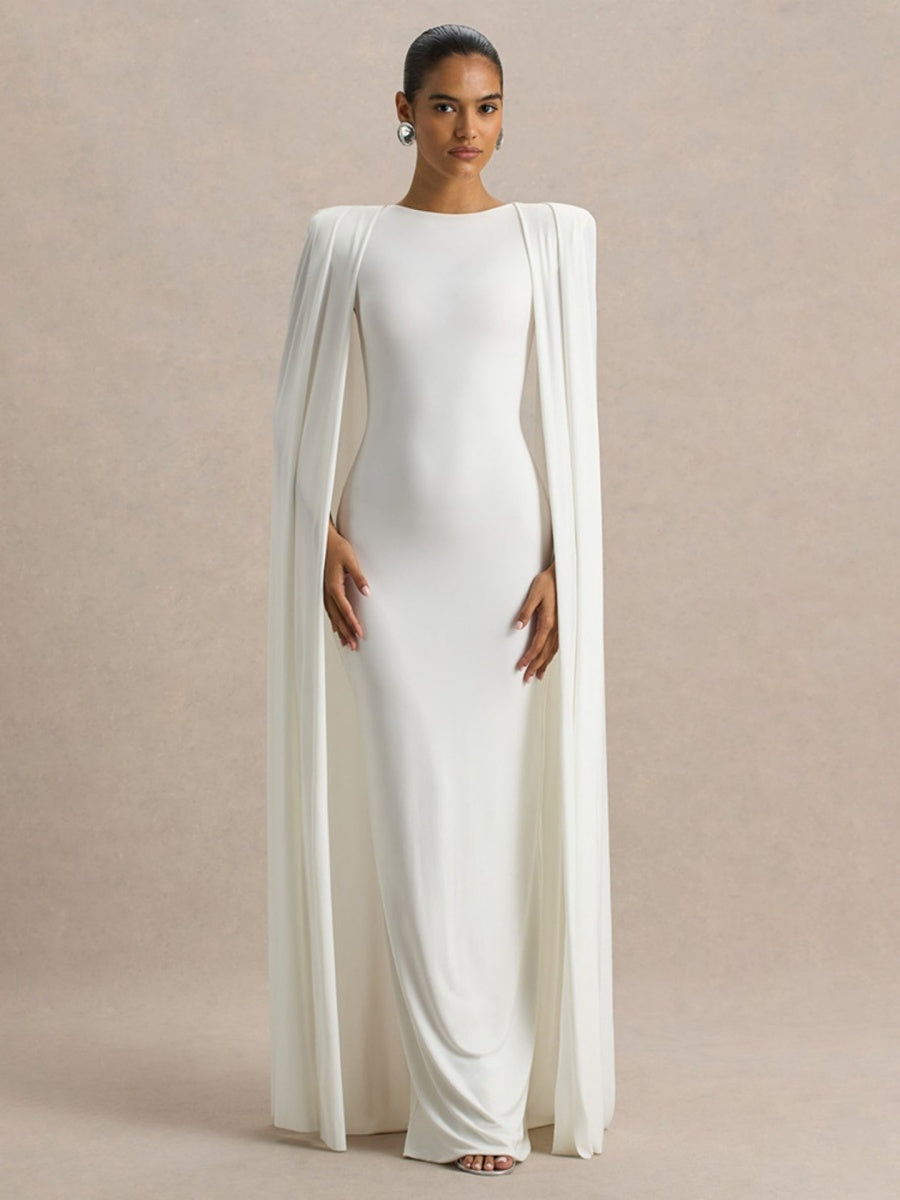 Cloak Style Longline Temperament Crew Neck Grace Maxi Dresses