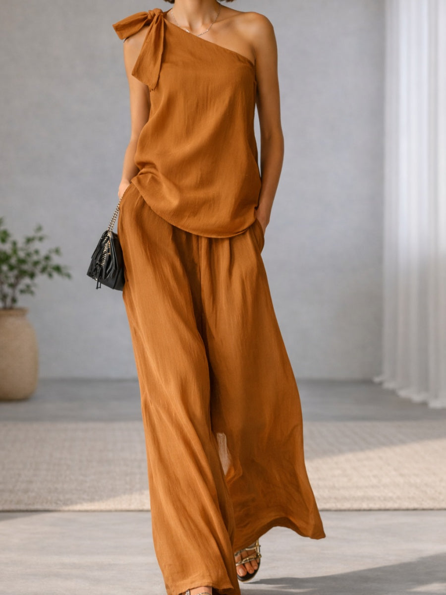Bandage Jacket Wide-leg Pants Set 2-piece Sets