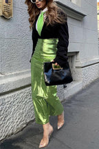 Back Slit Faux Leather Bodycon Maxi Skirt
