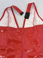 PU Leather Glossy Halter V-neck Waist-cinching And Hip-hugging Party Mini&Short Dresses