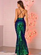 Sexy V-neck Camisoles Retro Sequins Dinner Maxi Dresses