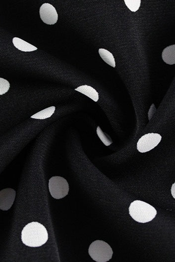 Polka Dot Oversized Collar Puff Sleeve Neck Tie Bodycon Midi Dress