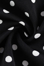 Black Polka Dot V-Neck Puff Sleeve Bodycon Maxi With Side Slit Dress
