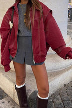Colorblock Faux Leather Zip Jacket