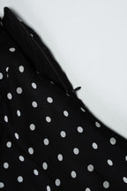 Black Halter Neck Square Neck Polka Dot Flared Ruffle Mini Dress