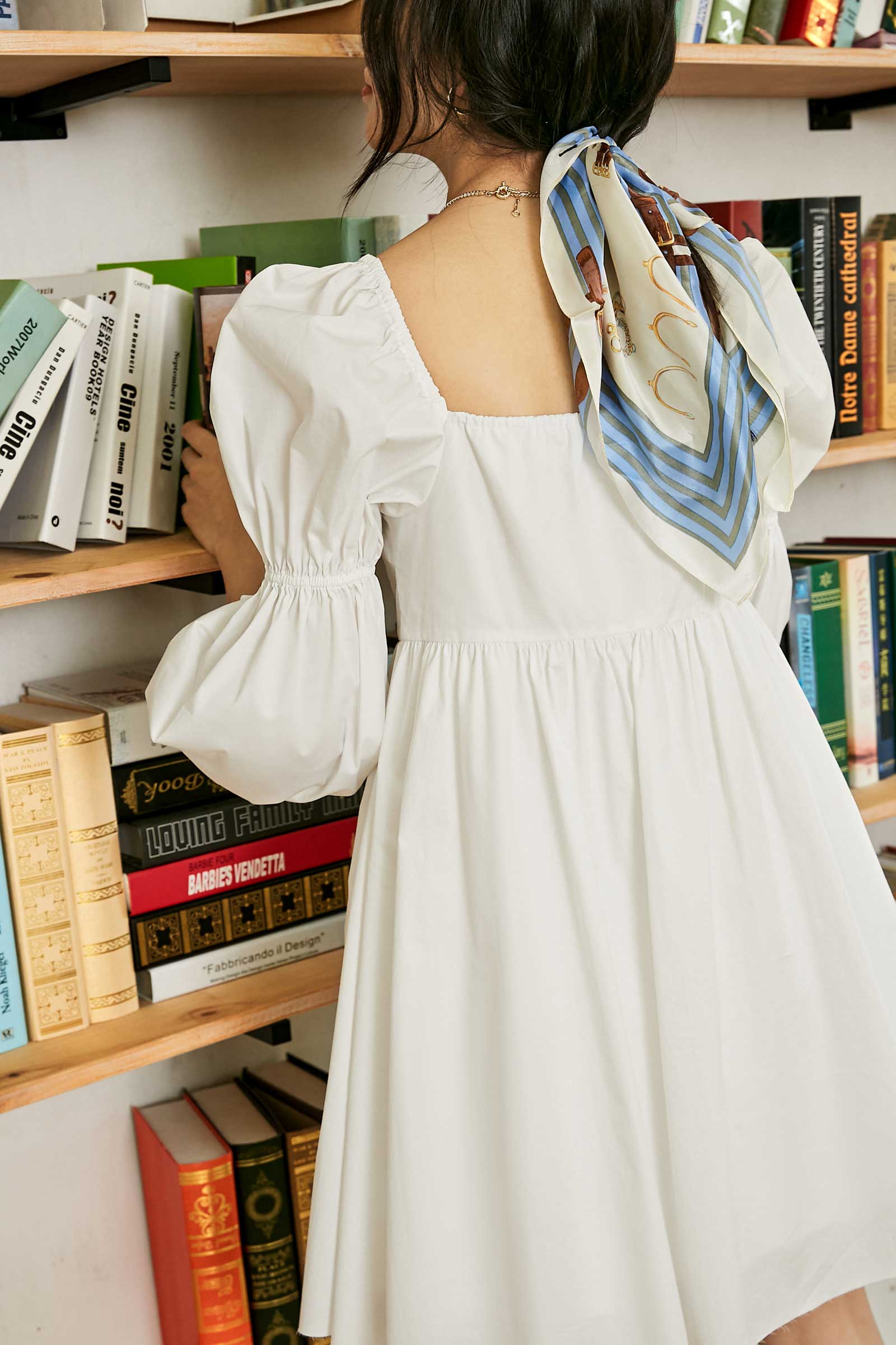 Square Neck Empire Waist Puff Sleeve Babydoll Mini Dress