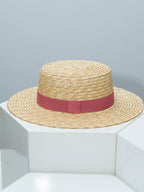 Straw Boater Hat with Ribbon