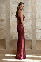 Sequin Strapless Bandeau Column Maxi Dress