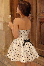 Bow Detail Polka Dot Puff Birthday Dress