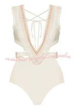 Sexy Deep V Hollow Backless Strappy One-piece Bikini Swimsuit