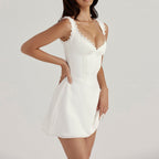 Hollow lace suspenders sexy backless dress