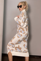 Leopard Print Turtleneck Sweater Dress