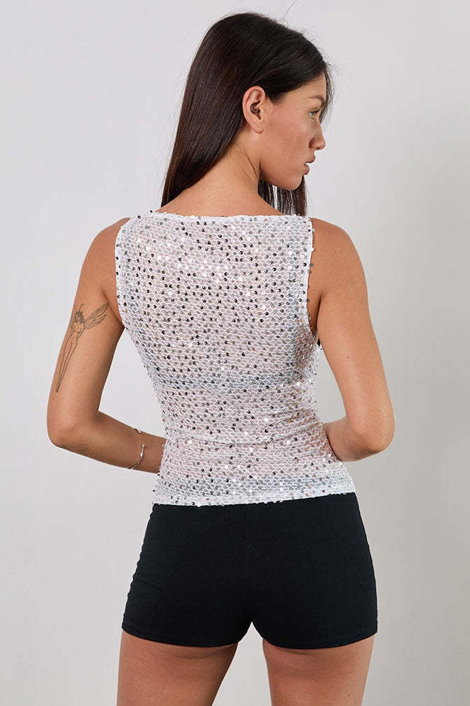 Casual Sequin Bodycon Tank Top