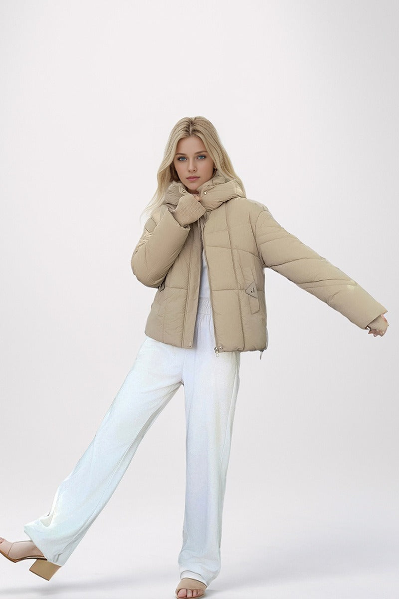 Quilted Down Blend Cropped Coat