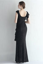 Glitter High Neck Mermaid Slit Formal Dress