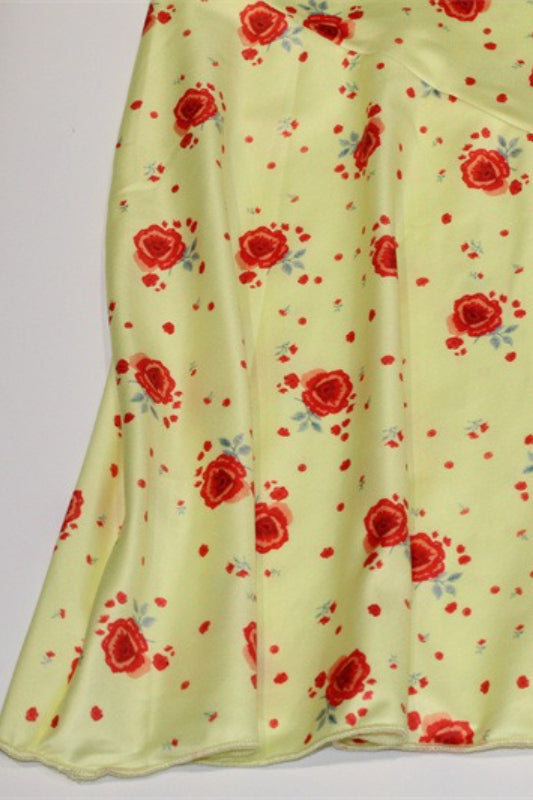 Yellow Scoop Neck Wide Strap Ditsy Floral Print Slip Maxi Dress
