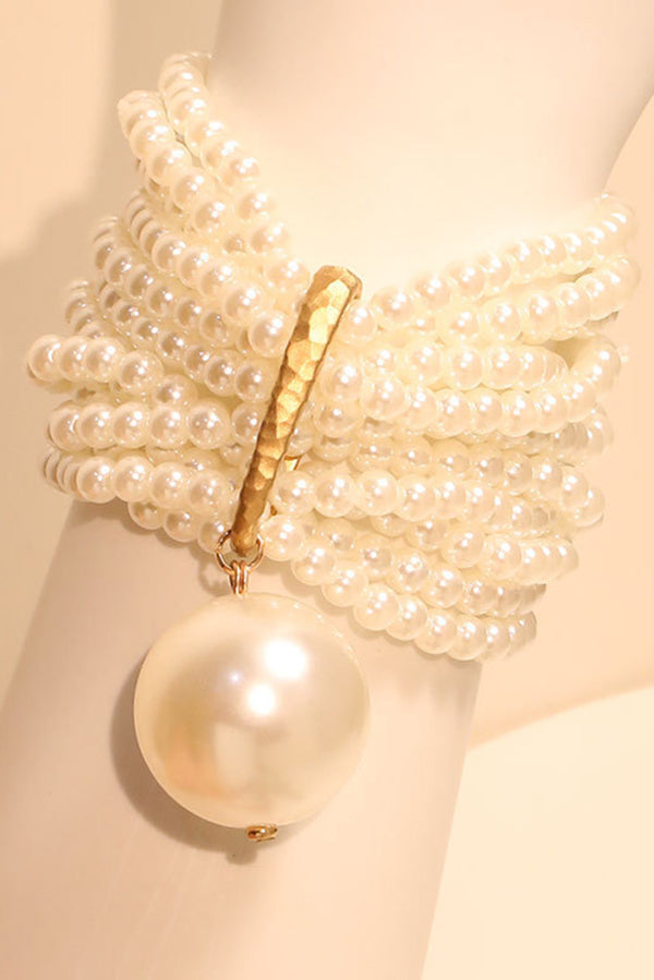 Multi-strand Faux Crystal Bead Bracelet