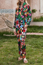 Tiger and Zebra Printed Home Long Sleeved Two-piece Set