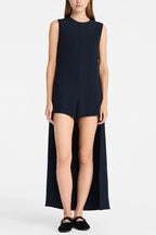 Solid Color Sleeveless Round Neck Casual Rompers