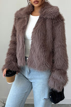 Plush Long Sleeve Elegant Maxi Coat