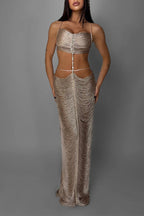 Aurelia  Metallic Fringe Maxi Dress