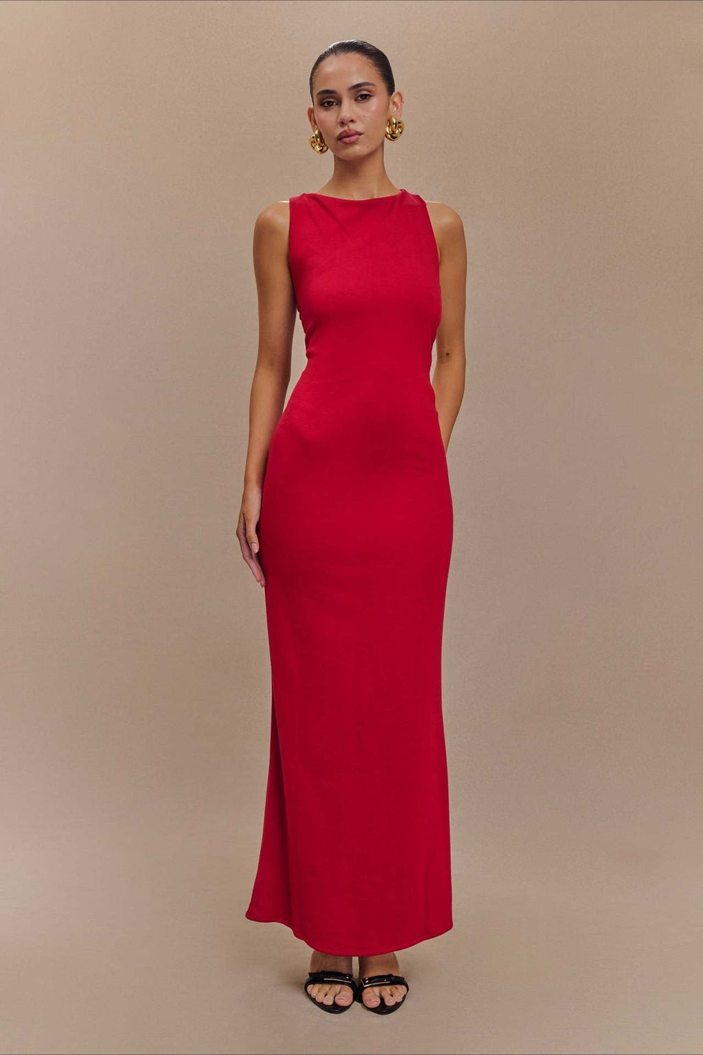 High Neck Sleeveless Wide Strap Bodycon Maxi Mini Dress